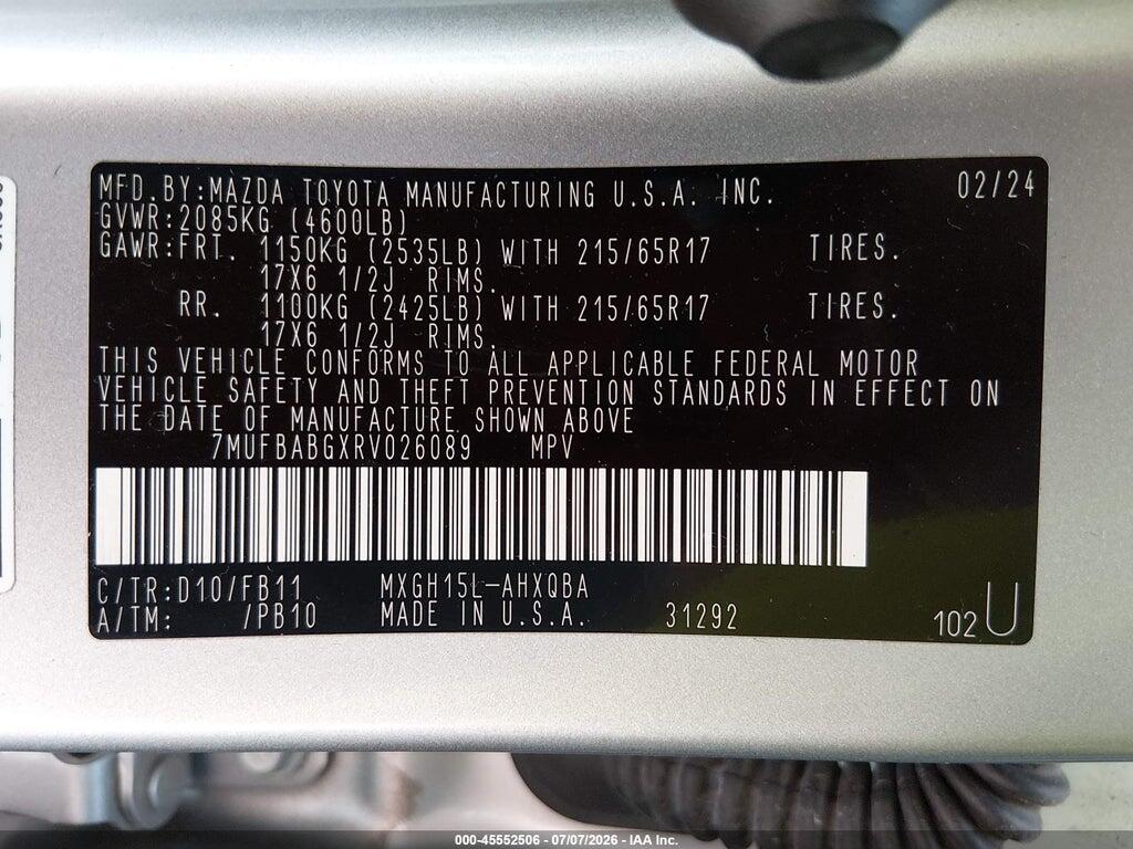 7MUFBABGXRV026089 2024 TOYOTA COROLLA CROSS HYBRID photo no. 9