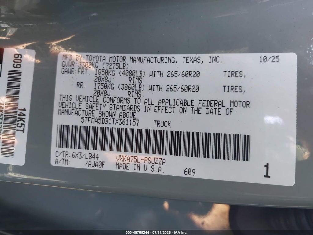 5TFMA5DB1TX361157 2026 TOYOTA TUNDRA photo no. 9