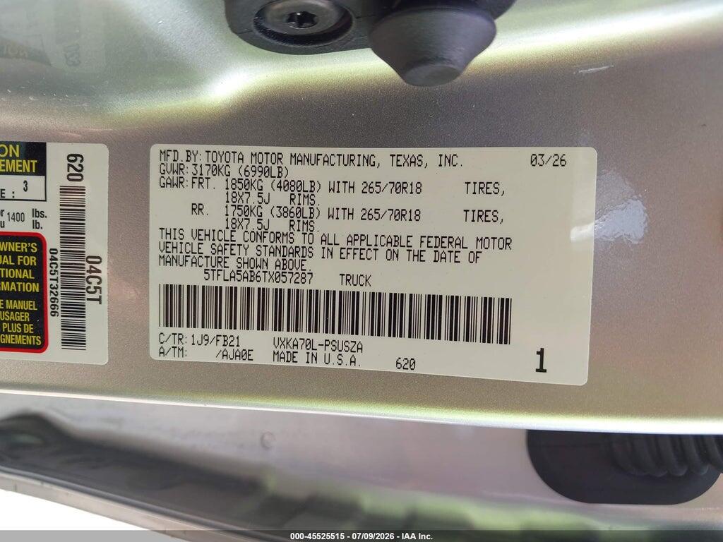 5TFLA5AB6TX057287 2026 TOYOTA TUNDRA photo no. 9