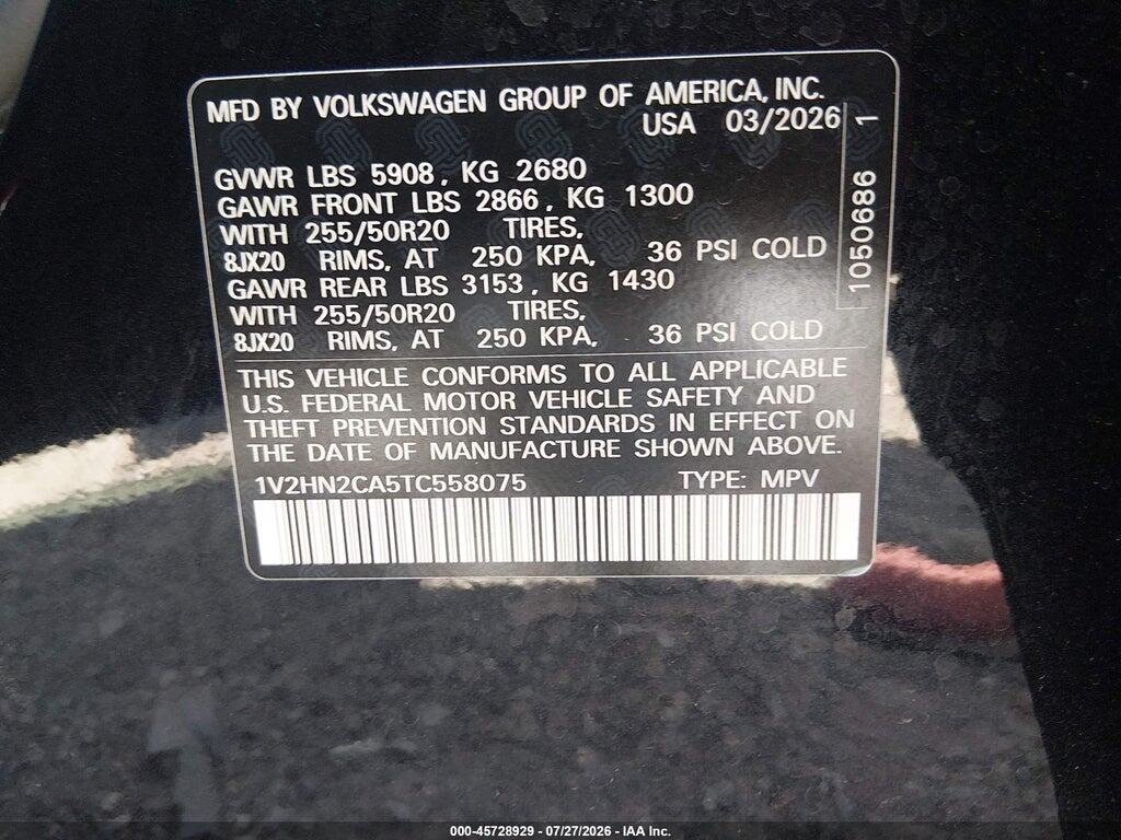 1V2HN2CA5TC558075 2026 VOLKSWAGEN ATLAS photo no. 9