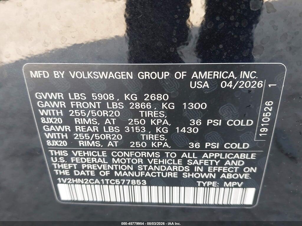 1V2HN2CA1TC577853 2026 VOLKSWAGEN ATLAS photo no. 9