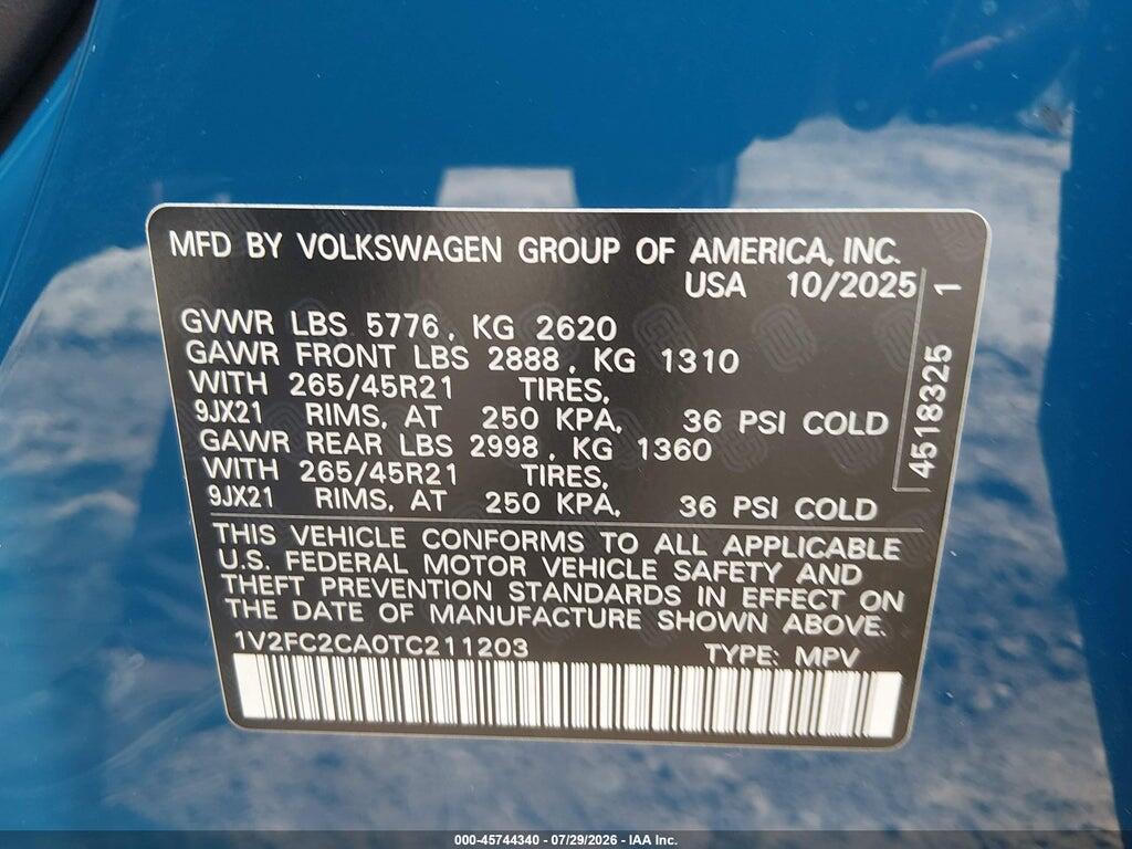 1V2FC2CA0TC211203 2026 VOLKSWAGEN ATLAS CROSS SPORT photo no. 9