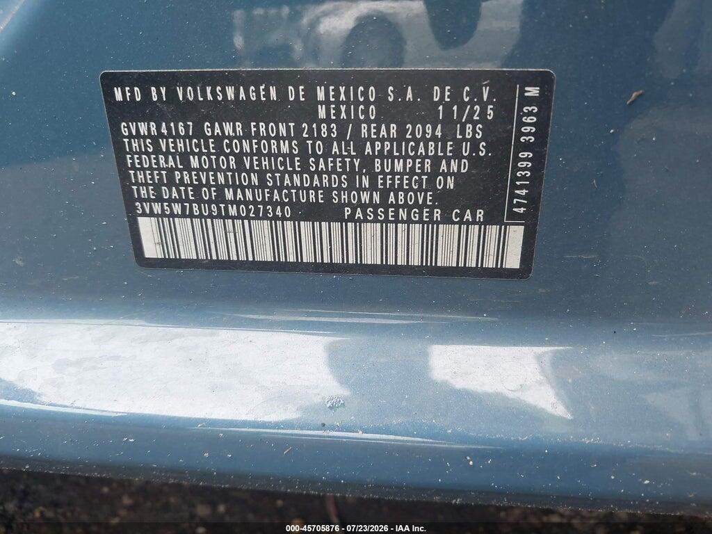 3VW5W7BU9TM027340 2026 VOLKSWAGEN JETTA photo no. 9