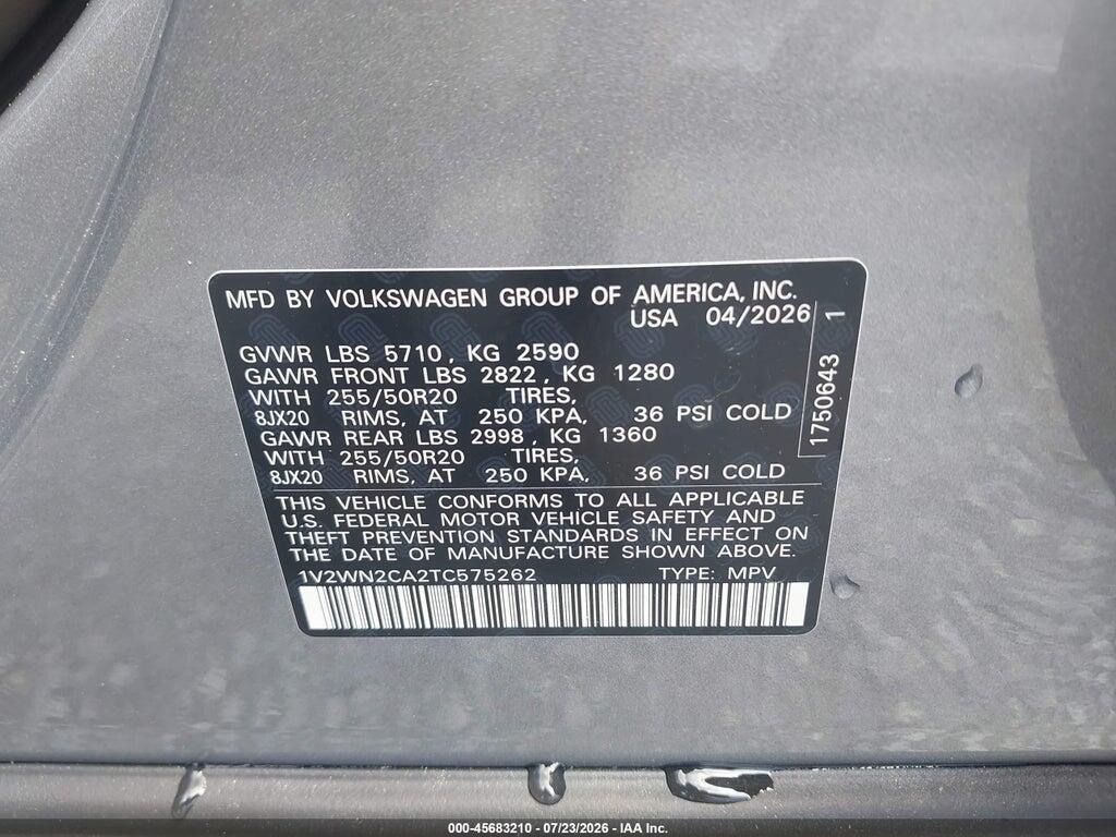 1V2WN2CA2TC575262 2026 VOLKSWAGEN ATLAS photo no. 9