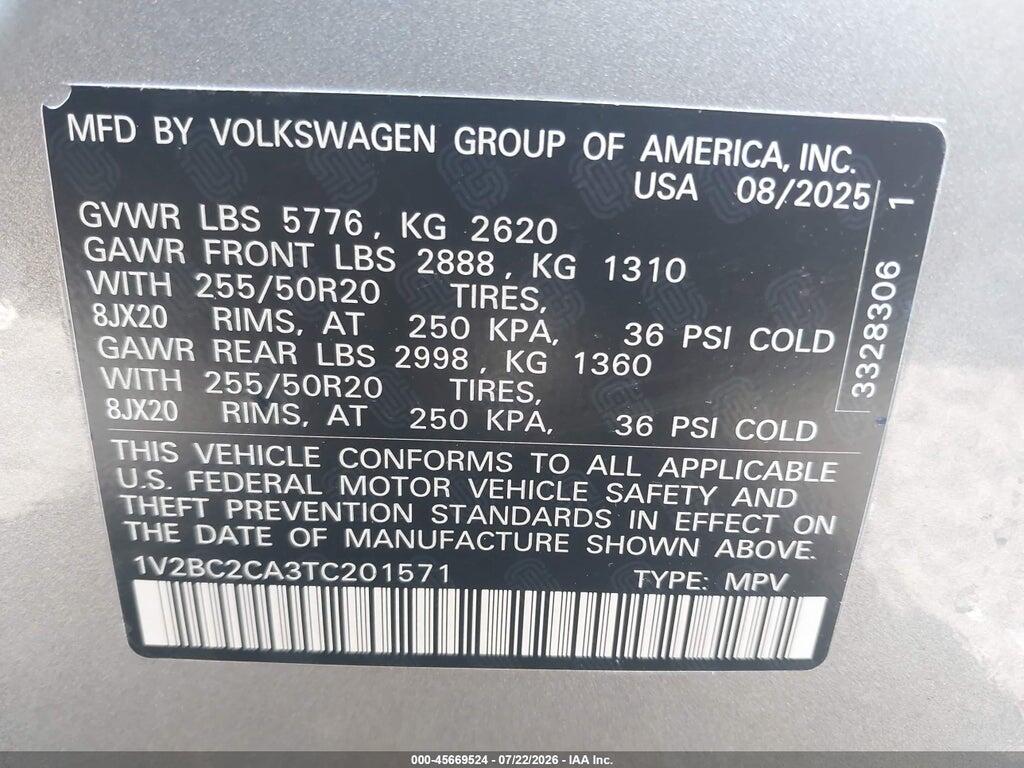 1V2BC2CA3TC201571 2026 VOLKSWAGEN ATLAS CROSS SPORT photo no. 9