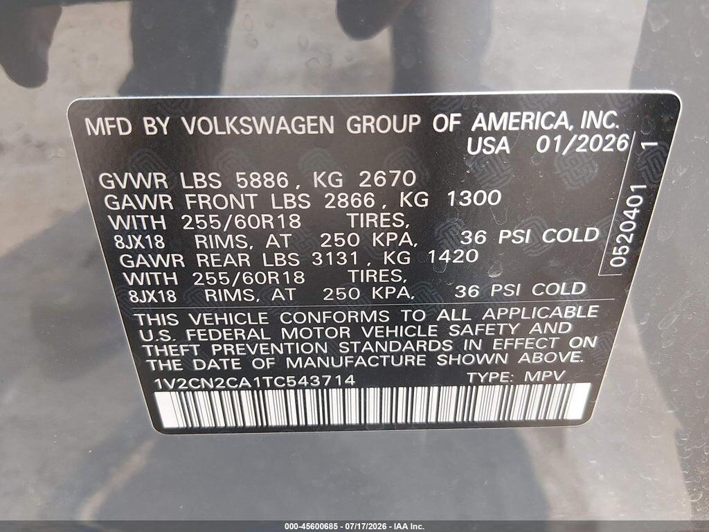 1V2CN2CA1TC543714 2026 VOLKSWAGEN ATLAS photo no. 9
