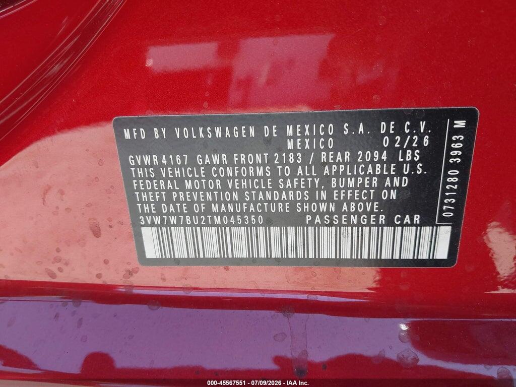 3VW7W7BU2TM045350 2026 VOLKSWAGEN JETTA photo no. 9