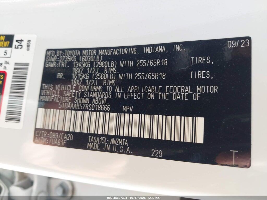 5TDAAAB57RS018666 2024 TOYOTA GRAND HIGHLANDER photo no. 9