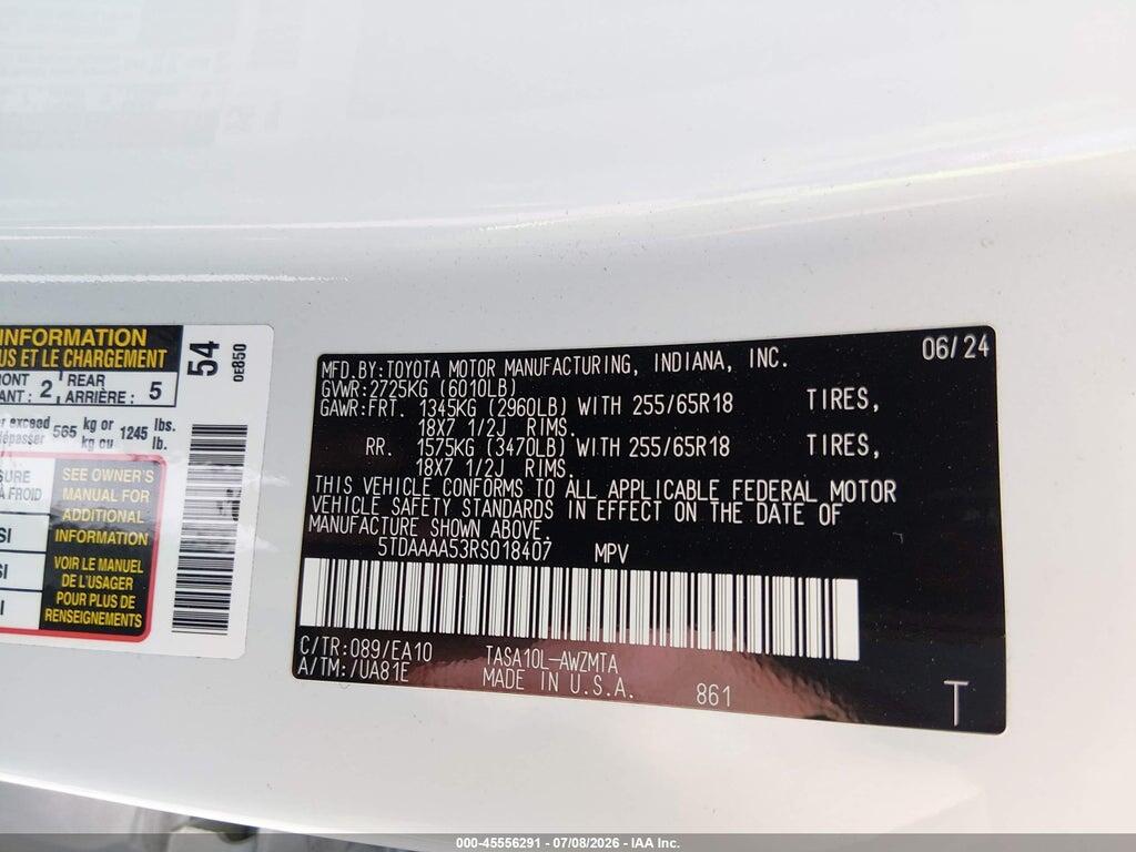5TDAAAA53RS018407 2024 TOYOTA GRAND HIGHLANDER photo no. 9