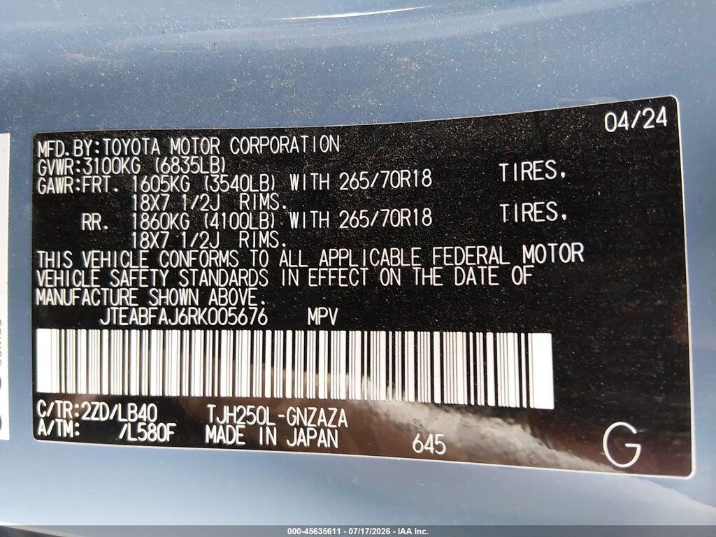JTEABFAJ6RK005676 2024 TOYOTA LAND CRUISER photo no. 9
