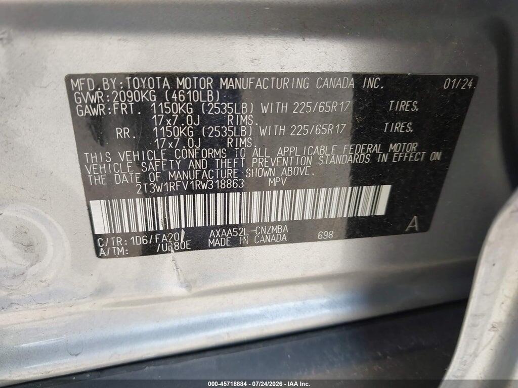 2T3W1RFV1RW318863 2024 TOYOTA RAV4 photo no. 9