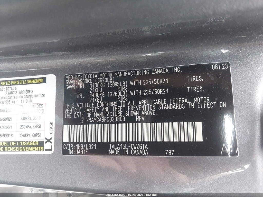 2T2BAMCA8PC033809 2023 LEXUS RX 350 photo no. 9