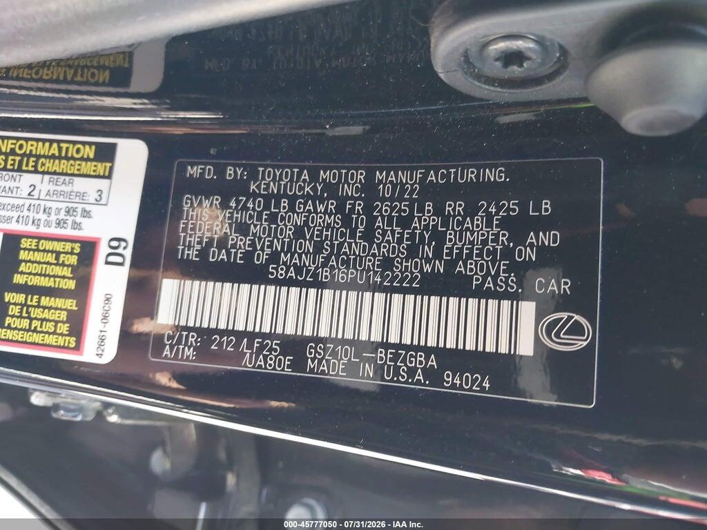 58AJZ1B16PU142222 2023 LEXUS ES 350 photo no. 9