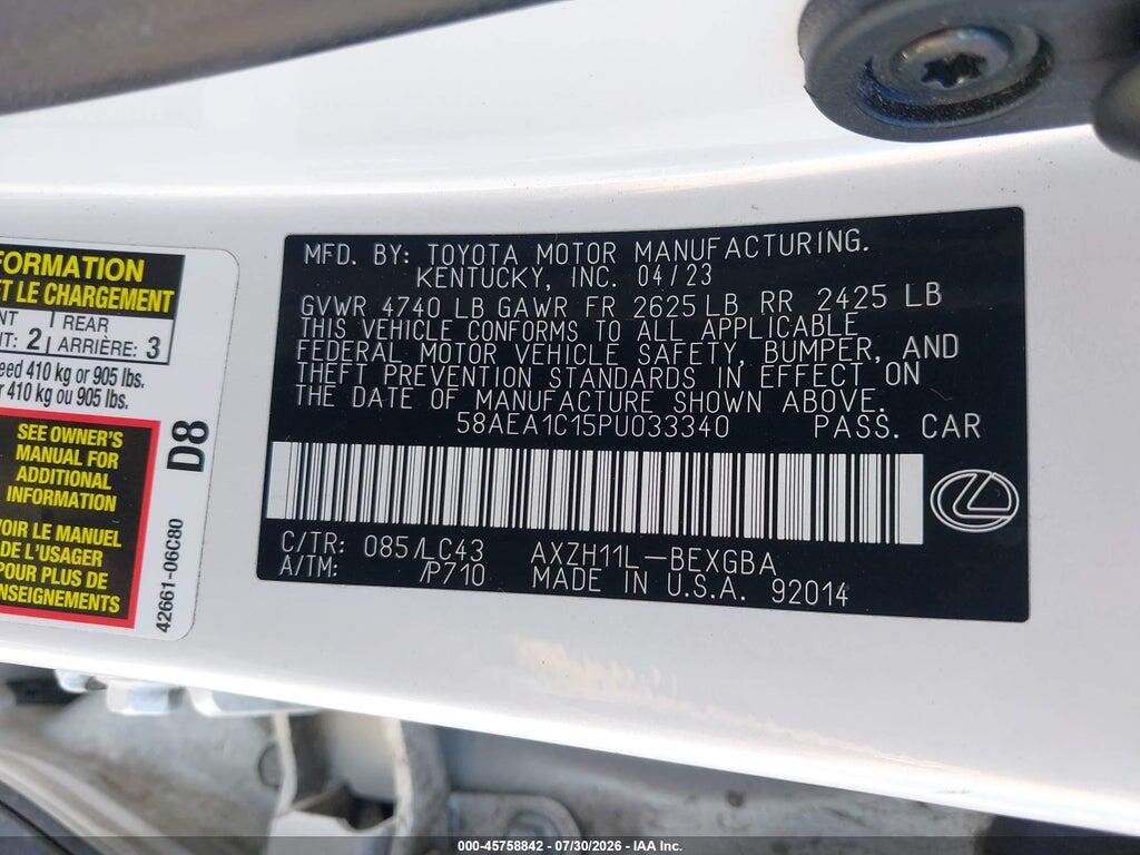 58AEA1C15PU033340 2023 LEXUS ES 300H photo no. 9