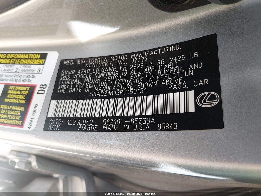 58ADZ1B13PU150131 2023 LEXUS ES 350 photo no. 9