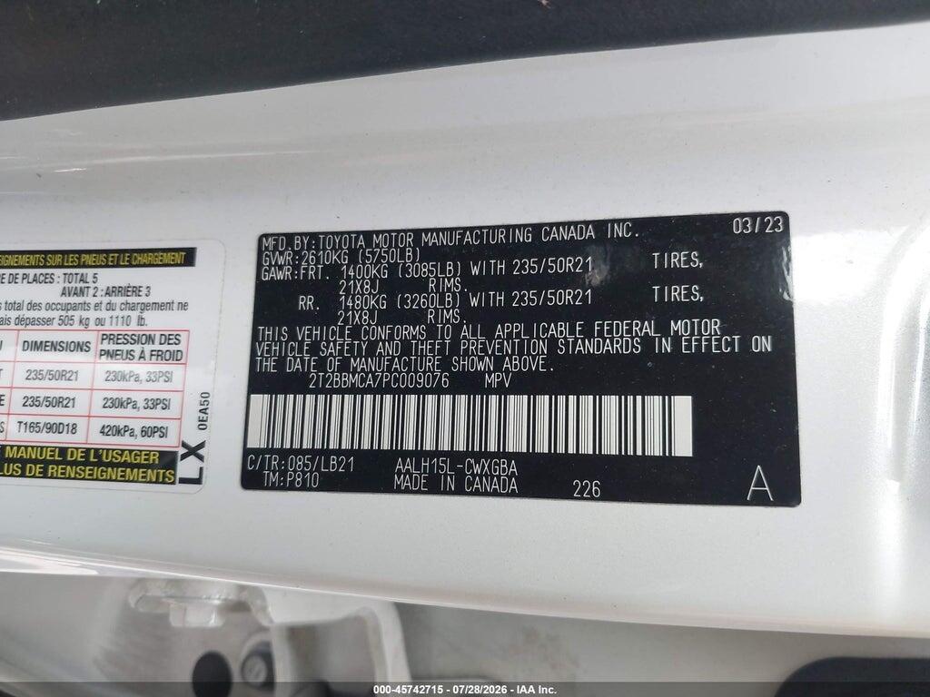 2T2BBMCA7PC009076 2023 LEXUS RX 350H photo no. 9