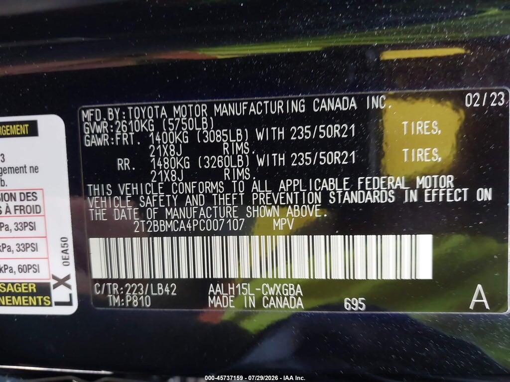 2T2BBMCA4PC007107 2023 LEXUS RX 350H photo no. 9