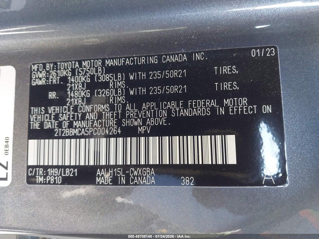 2T2BBMCA5PC004264 2023 LEXUS RX 350H photo no. 9