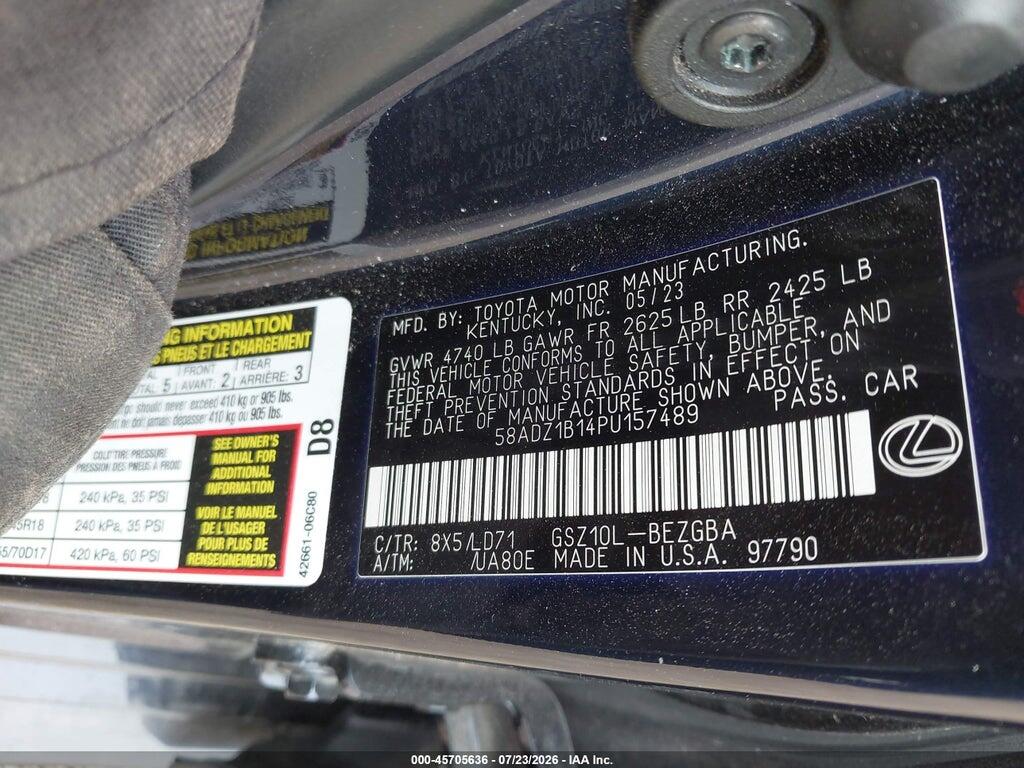 58ADZ1B14PU157489 2023 LEXUS ES 350 photo no. 9