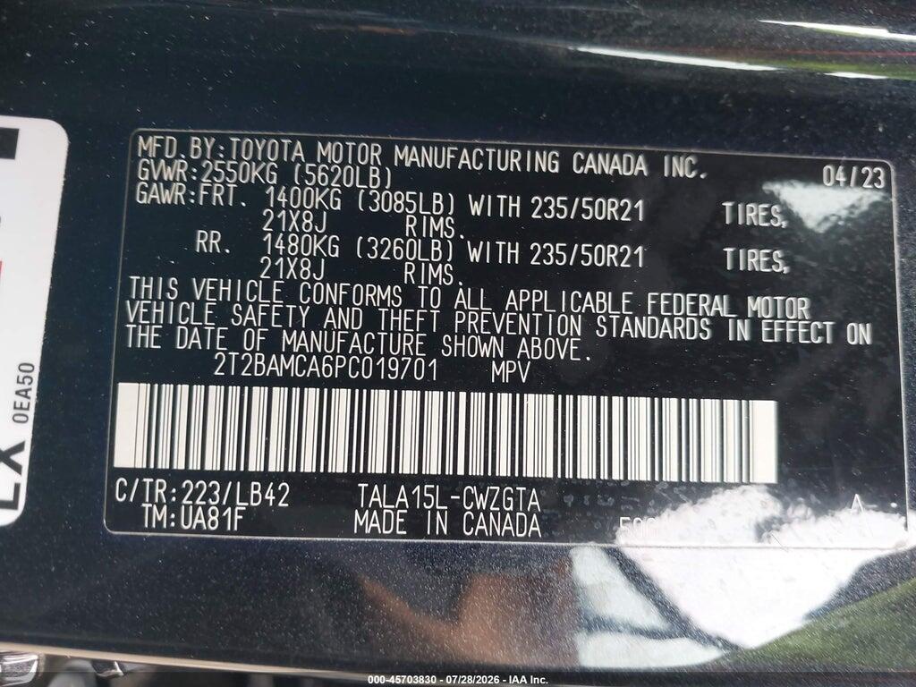 2T2BAMCA6PC019701 2023 LEXUS RX 350 photo no. 9