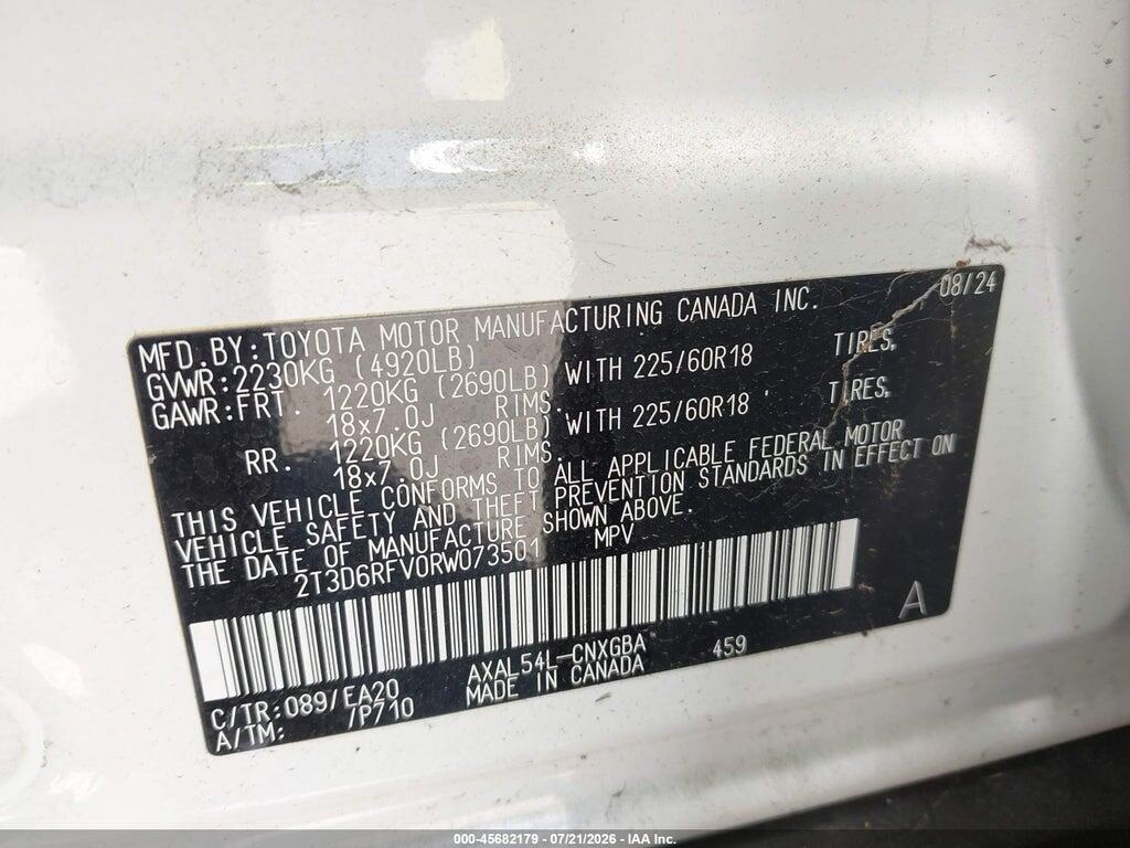 2T3D6RFV0RW073501 2024 TOYOTA RAV4 HYBRID photo no. 9