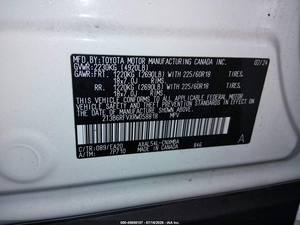 2T3B6RFVXRW058818 2024 TOYOTA RAV4 HYBRID photo no. 9