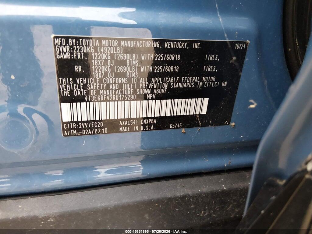 4T3E6RFV2RU175290 2024 TOYOTA RAV4 HYBRID photo no. 9