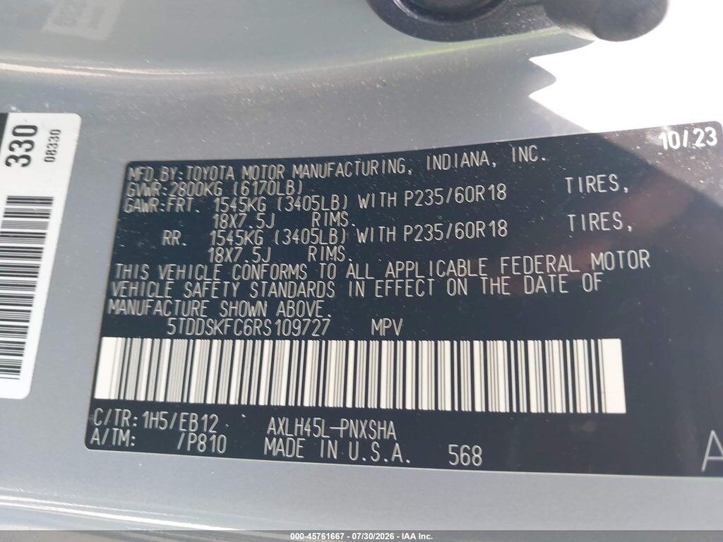 5TDDSKFC6RS109727 2024 TOYOTA SIENNA photo no. 9