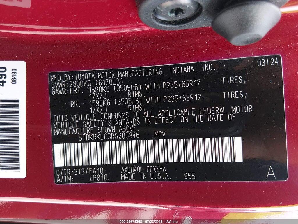 5TDKRKEC3RS200846 2024 TOYOTA SIENNA photo no. 9