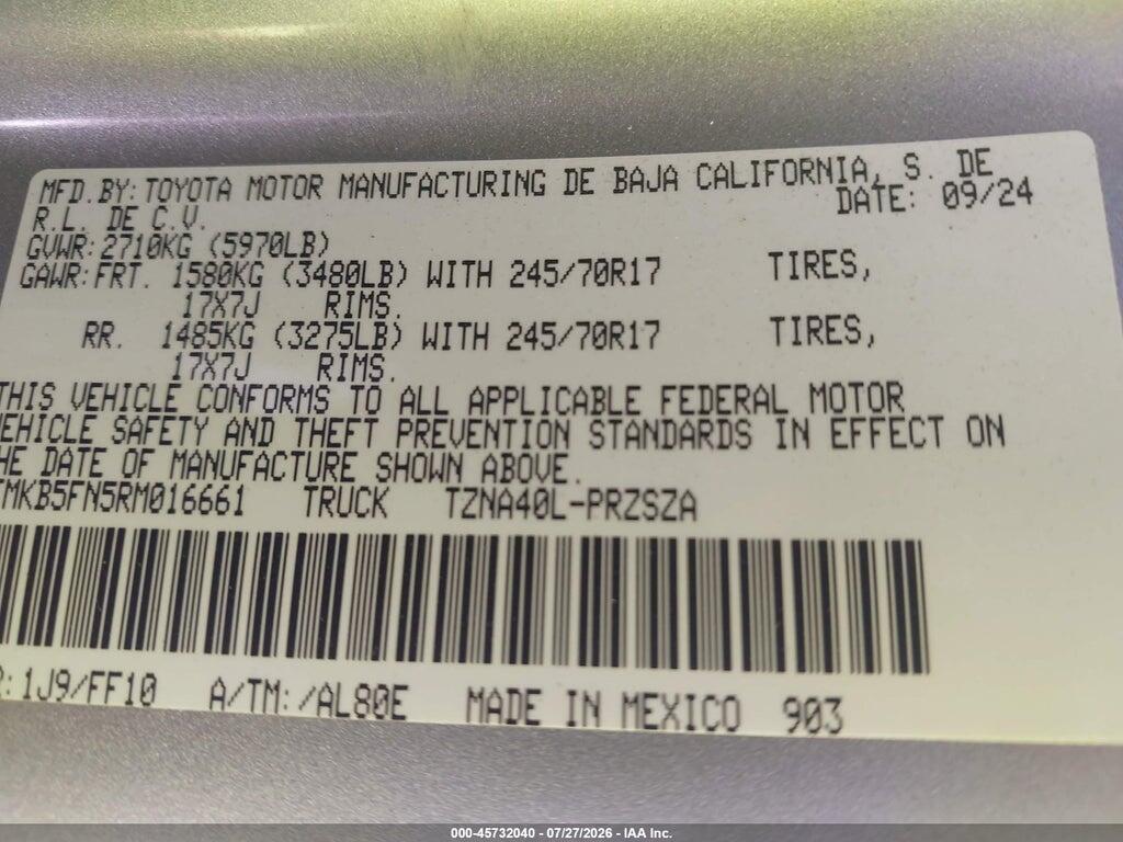 3TMKB5FN5RM016661 2024 TOYOTA TACOMA photo no. 9