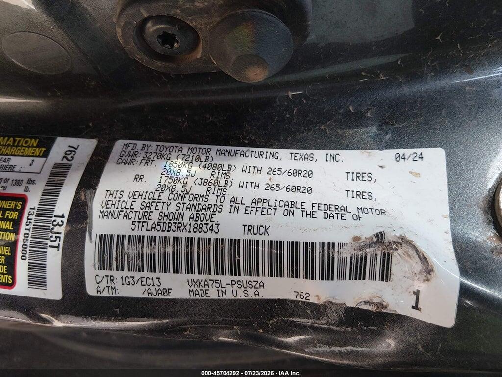 5TFLA5DB3RX188343 2024 TOYOTA TUNDRA photo no. 9