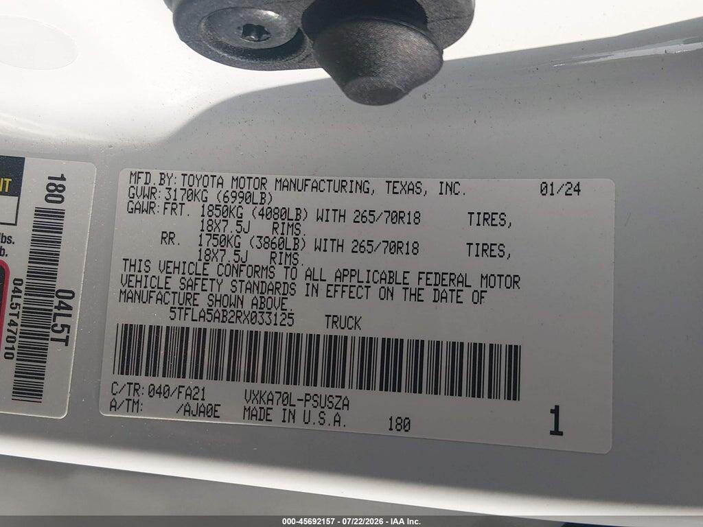 5TFLA5AB2RX033125 2024 TOYOTA TUNDRA photo no. 9
