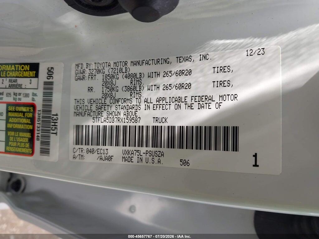 5TFLA5DB7RX159587 2024 TOYOTA TUNDRA photo no. 9