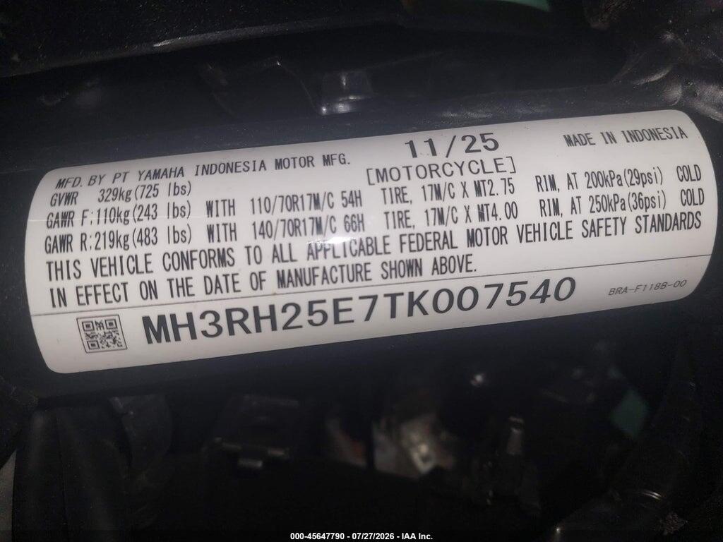 MH3RH25E7TK007540 2026 YAMAHA YFZ320 photo no. 10