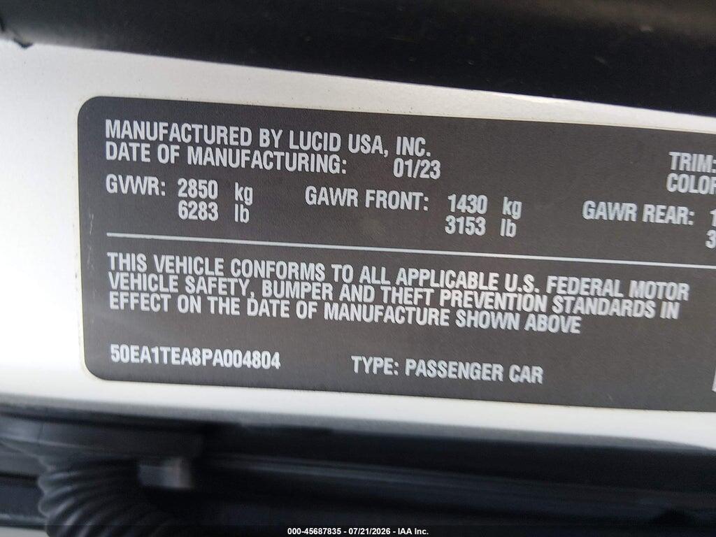 50EA1TEA8PA004804 2023 LUCID AIR photo no. 9