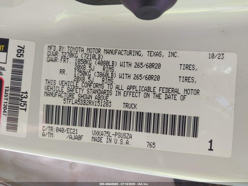 5TFLA5DB2RX151283 2024 TOYOTA TUNDRA photo no. 9