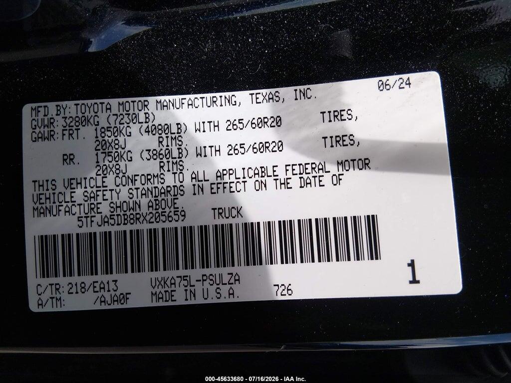 5TFJA5DB8RX205659 2024 TOYOTA TUNDRA photo no. 9