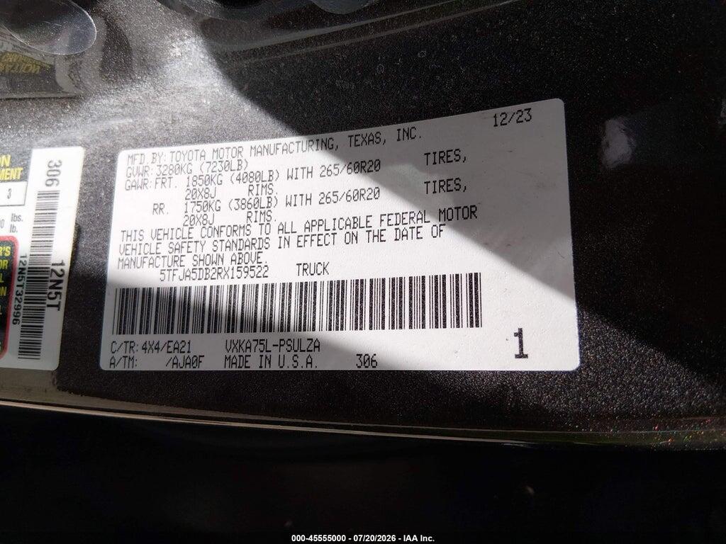 5TFJA5DB2RX159522 2024 TOYOTA TUNDRA photo no. 9