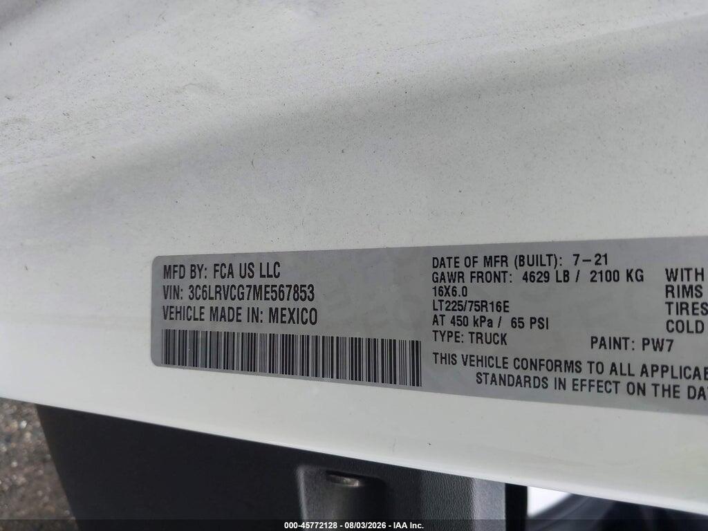 3C6LRVCG7ME567853 2021 RAM PROMASTER 2500 photo no. 9