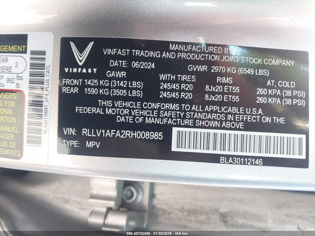 RLLV1AFA2RH008985 2024 VINFAST VF 8 photo no. 9