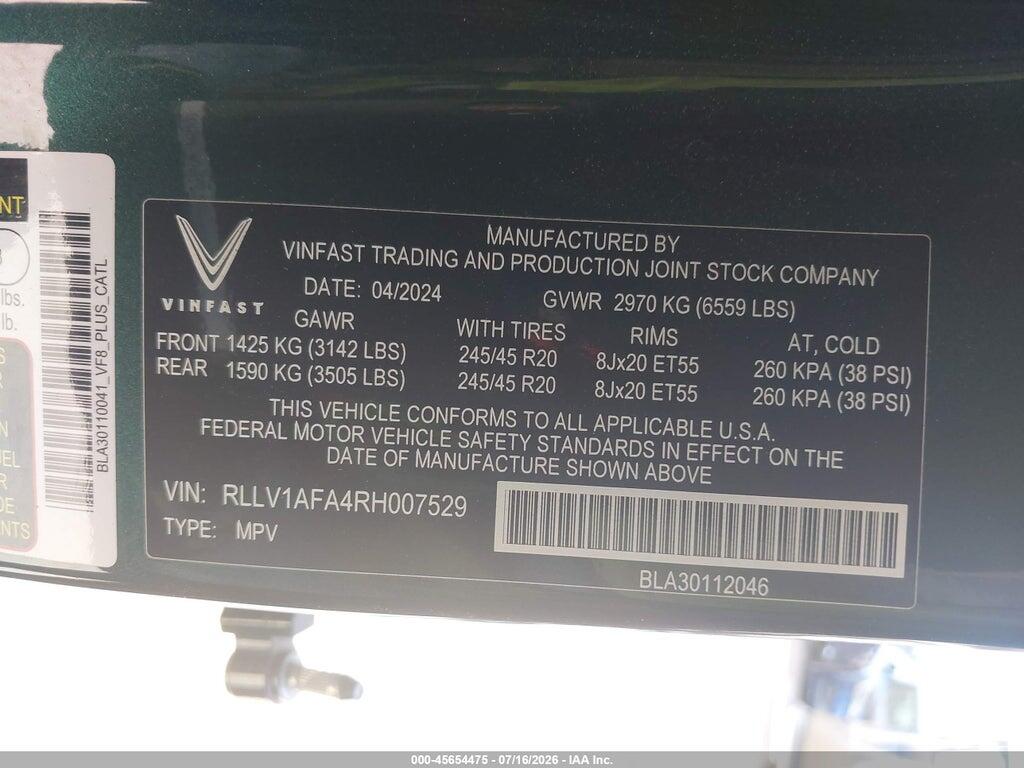 RLLV1AFA4RH007529 2024 VINFAST VF 8 photo no. 9
