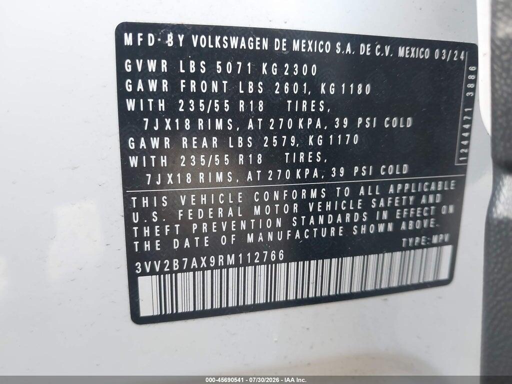 3VV2B7AX9RM112766 2024 VOLKSWAGEN TIGUAN photo no. 9