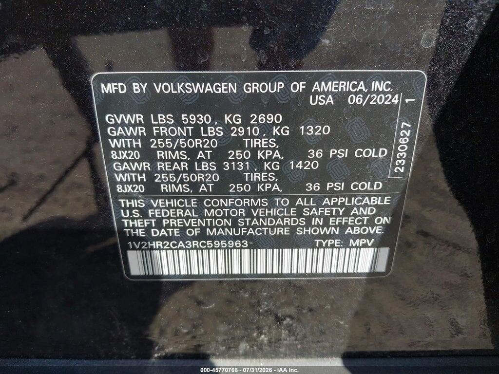 1V2HR2CA3RC595963 2024 VOLKSWAGEN ATLAS photo no. 9