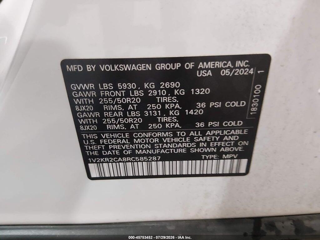1V2KR2CA8RC585287 2024 VOLKSWAGEN ATLAS photo no. 9
