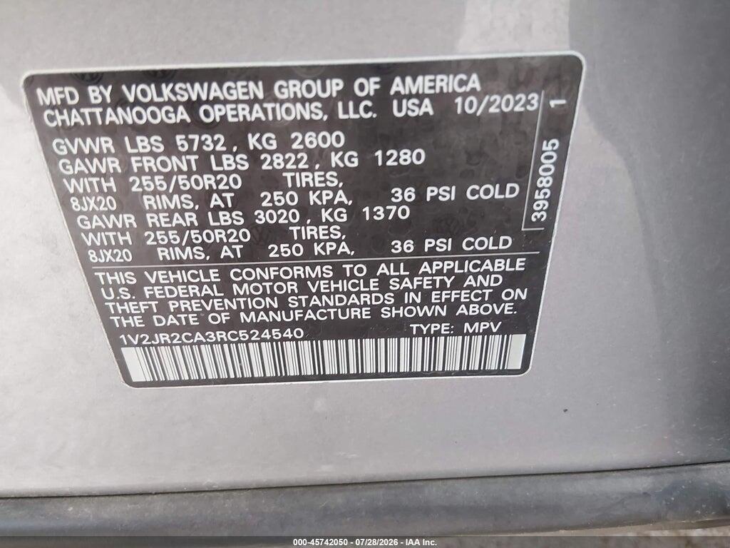 1V2JR2CA3RC524540 2024 VOLKSWAGEN ATLAS photo no. 9