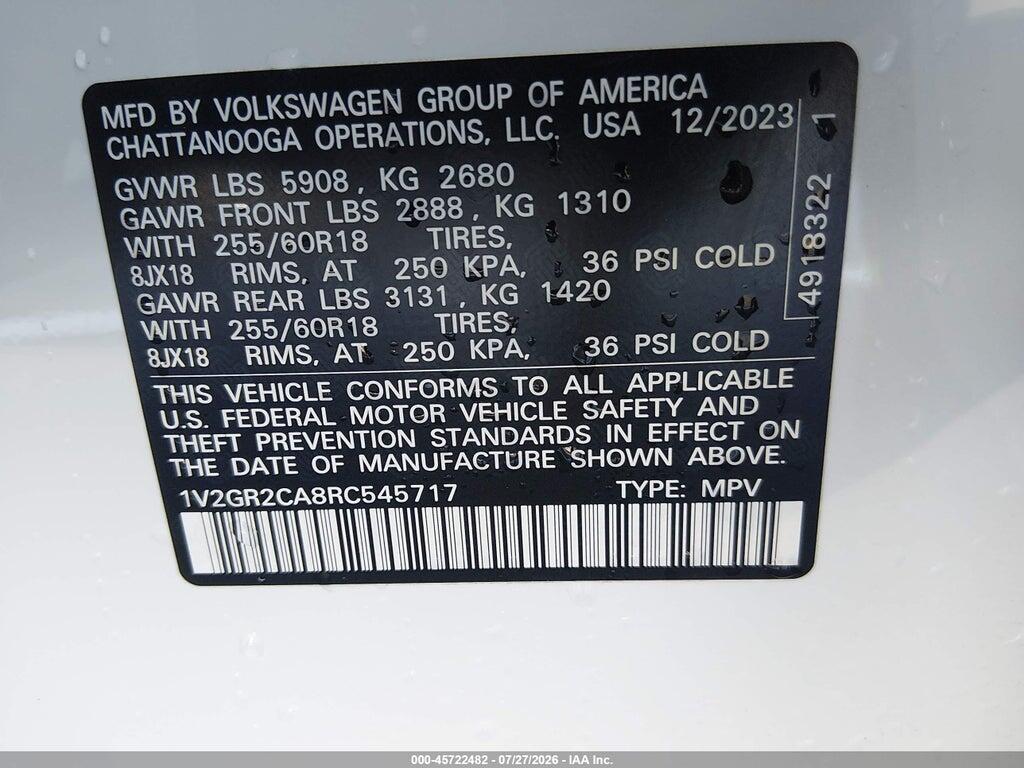1V2GR2CA8RC545717 2024 VOLKSWAGEN ATLAS photo no. 9