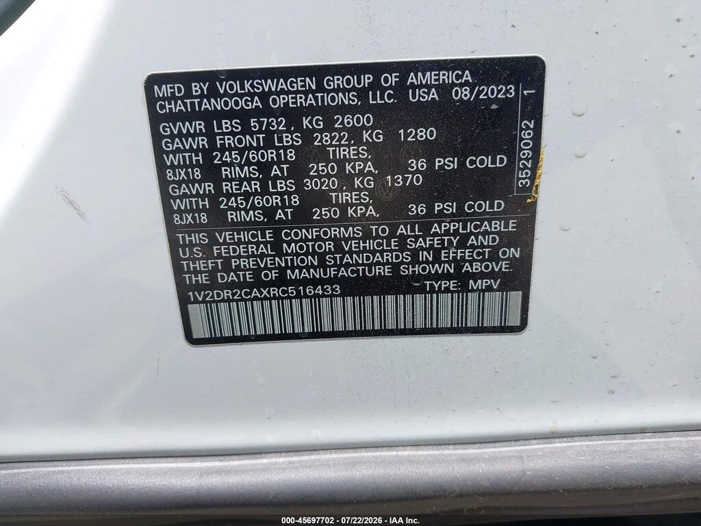 1V2DR2CAXRC516433 2024 VOLKSWAGEN ATLAS photo no. 9