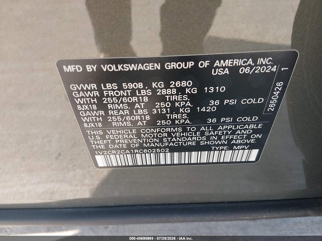 1V2CR2CA1RC602502 2024 VOLKSWAGEN ATLAS photo no. 9
