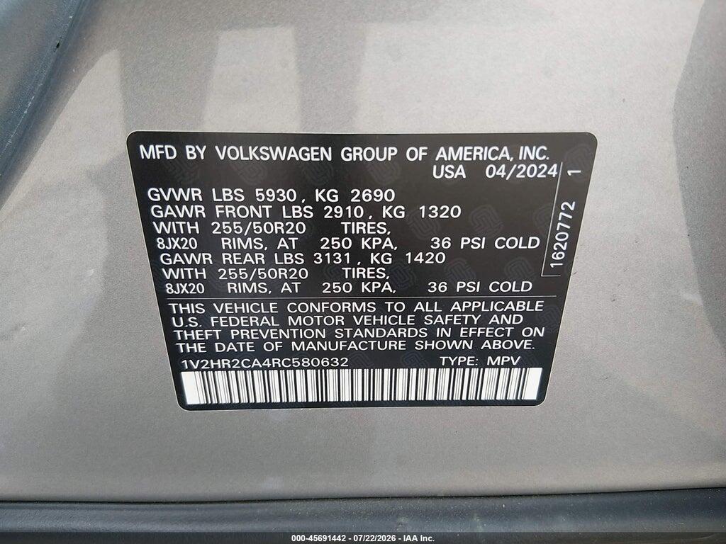 1V2HR2CA4RC580632 2024 VOLKSWAGEN ATLAS photo no. 9