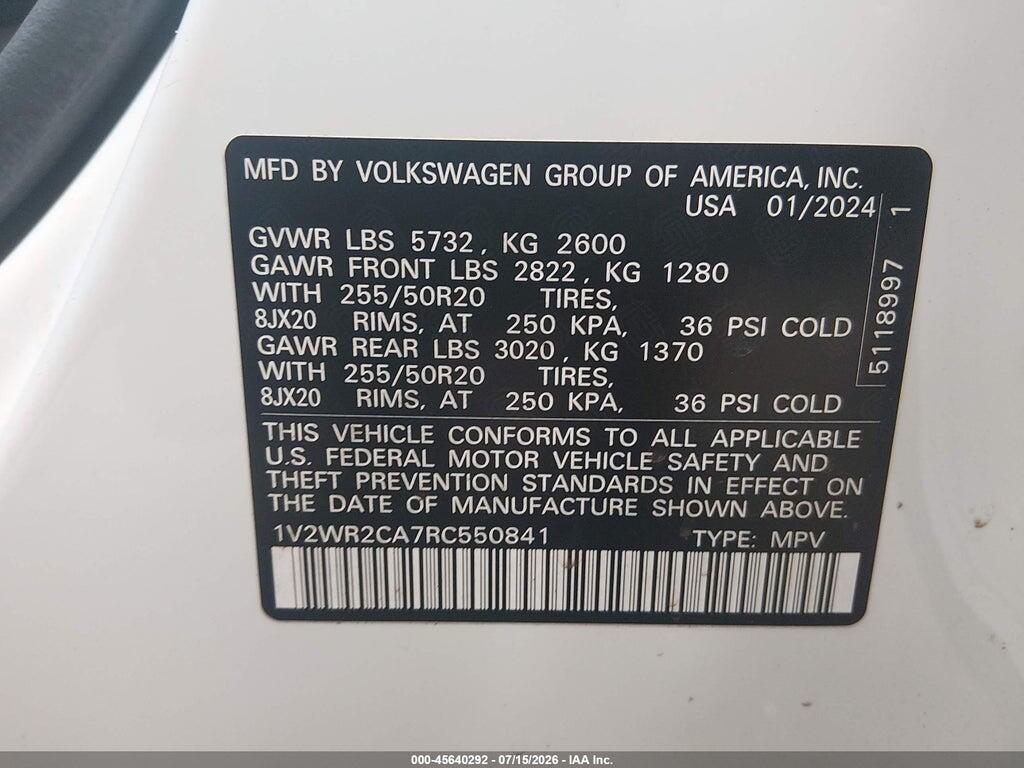 1V2WR2CA7RC550841 2024 VOLKSWAGEN ATLAS photo no. 9